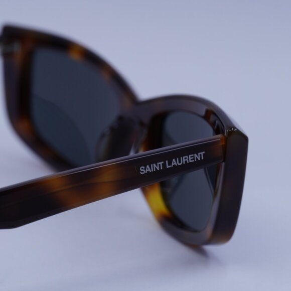 Saint Laurent SL658 002 Sunglasses Havana Cat Eye Frame, Black Lenses - Picture 4 of 12